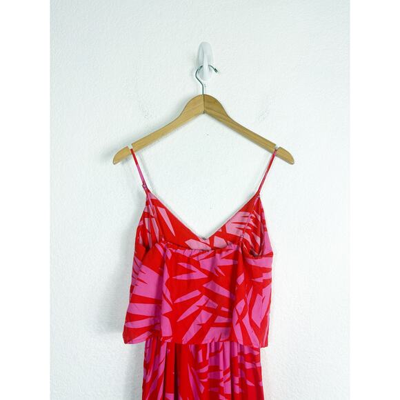 Vici Pink Red Tropical Print Maxi Dress Small Sleeveless Beach Vacation - Picture 12 of 14